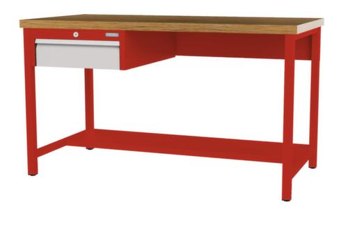 Bedrunka + Hirth Werkbank mit Buche-Massivholzplatte Gestell in vielen Farben, 1 Schublade, 1/2 Ablageboden