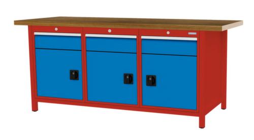 Bedrunka + Hirth Werkbank mit Buche-Massivholzplatte Gestell in vielen Farben, 3 Schubladen, 3 Schränke