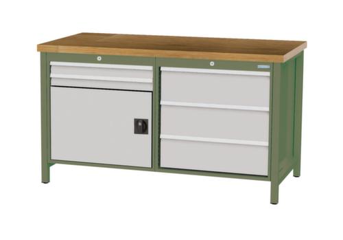 Bedrunka + Hirth Werkbank mit Buche-Massivholzplatte Gestell in vielen Farben, 5 Schubladen, 1 Schrank
