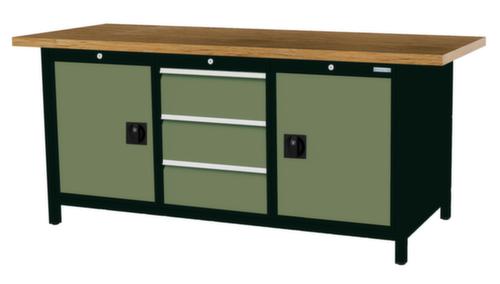 Bedrunka + Hirth Werkbank mit Buche-Massivholzplatte Gestell in vielen Farben, 3 Schubladen, 2 Schränke