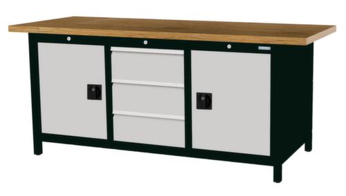 Bedrunka + Hirth Werkbank mit Buche-Massivholzplatte Gestell in vielen Farben, 3 Schubladen, 2 Schränke