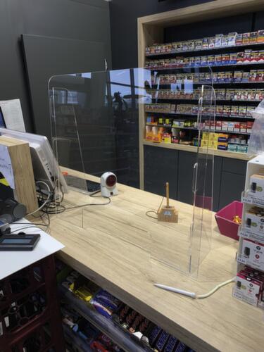 Hygieneschutzwand mit Durchreiche, Höhe x Breite 700 x 800 mm