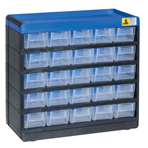 Allit Extra stabiles Schubladenmagazin VarioPlus Pro 29/50, 25 Schublade(n), schwarz/blau/weiĂ transluzent
