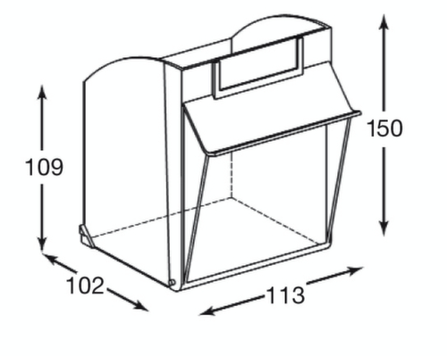 Magazinschrank mit Klappkästen, 50 Kästen, transparent