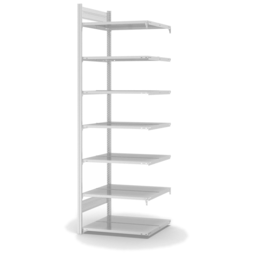 hofe Akten-Steckregal Anbaufeld zur beidseitigen Nutzung, 7 Böden, RAL7035 Lichtgrau