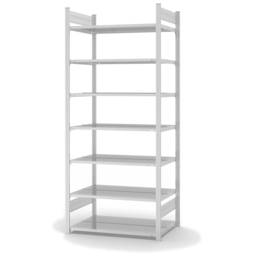 hofe Akten-Steckregal zur beidseitigen Nutzung, 7 Böden, RAL7035 Lichtgrau