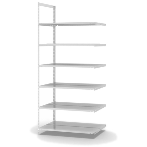 hofe Akten-Schraubregal Anbaufeld zur beidseitigen Nutzung, 6 Böden, RAL7035 Lichtgrau