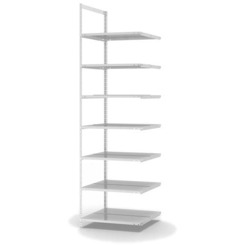 hofe Akten-Schraubregal Anbaufeld zur beidseitigen Nutzung, 7 Böden, RAL7035 Lichtgrau