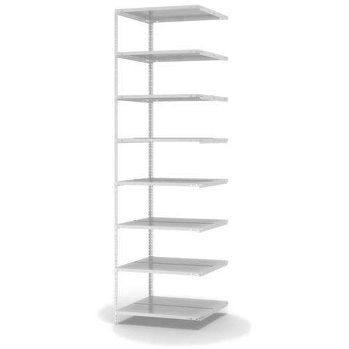 hofe Akten-Schraubregal Anbaufeld zur beidseitigen Nutzung, 8 Böden, RAL7035 Lichtgrau