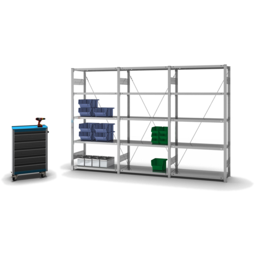 hofe System-Steckregal in Standard Bauart, Höhe x Breite x Tiefe 2000 x 1060 x 435 mm, 5 Böden