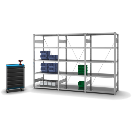 hofe System-Steckregal in mittelschwerer Bauart, Höhe x Breite x Tiefe 2000 x 1010 x 635 mm, 5 Böden