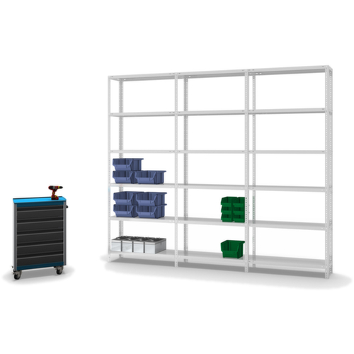 hofe Schraubregal Anbaufeld, 6 Böden, RAL7035 Lichtgrau