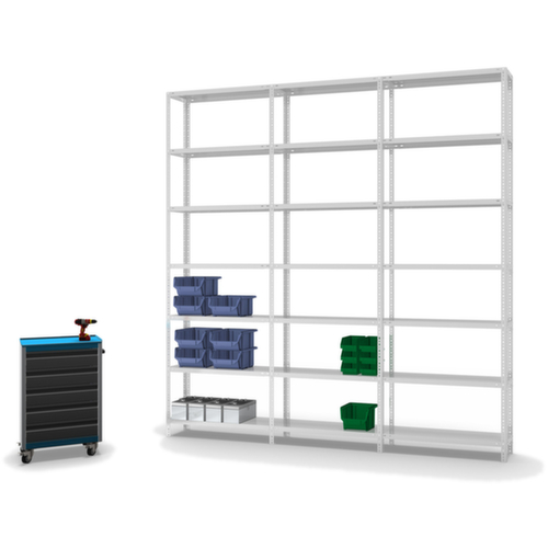 hofe Schraubregal Anbaufeld, 7 Böden, RAL7035 Lichtgrau