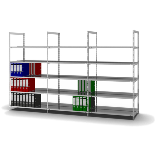 hofe Akten-Schraubregal zur beidseitigen Nutzung, 5 Böden, mit korrosionsschützender Zinkbeschichtung