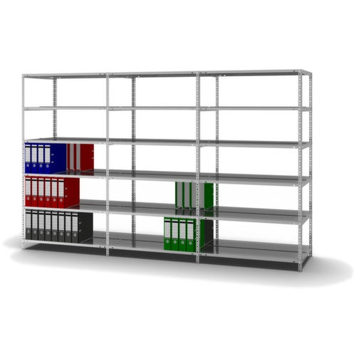 hofe Akten-Schraubregal zur beidseitigen Nutzung, 6 Böden, mit korrosionsschützender Zinkbeschichtung