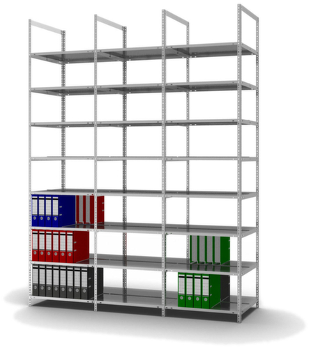 hofe Akten-Schraubregal zur beidseitigen Nutzung, 8 Böden, mit korrosionsschützender Zinkbeschichtung