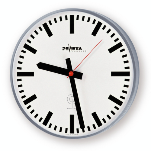 PEWETA Wanduhr mit Metallgehäuse, mit Balkenziffern, Ø 300 mm