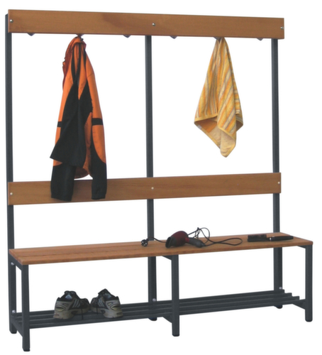 PAVOY Umkleidebank Basis mit Haken und Holzleisten