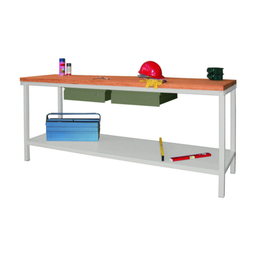 PAVOY Werkbank mit verschiedenen Unterbauten, 2 Schubladen, 1 Ablageboden
