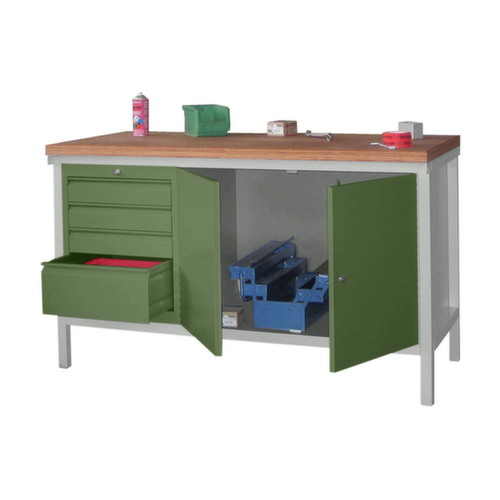 PAVOY Werkbank mit verschiedenen Unterbauten, 4 Schubladen, 1 Schrank