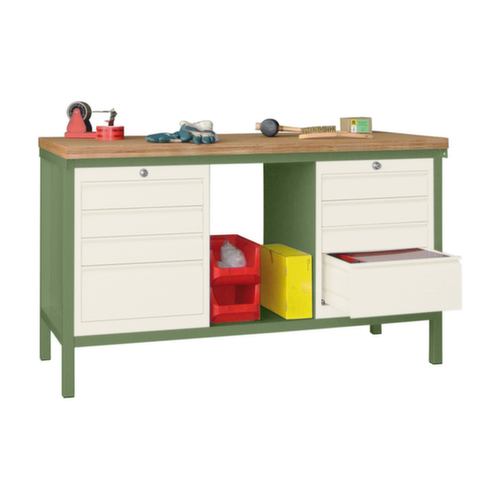 PAVOY Werkbank mit verschiedenen Unterbauten, 8 Schubladen, 1 Ablageboden