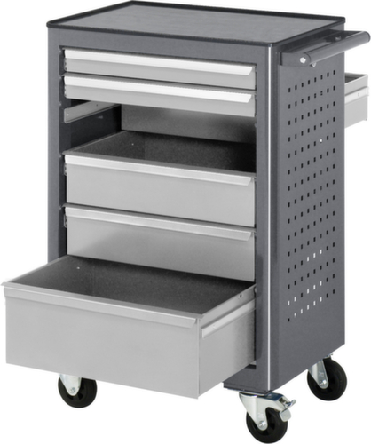 RAU Fahrbare Werkbank Basic 6030, 6 Schubladen, 1 Lochplatte, anthrazit/RAL7035 Lichtgrau