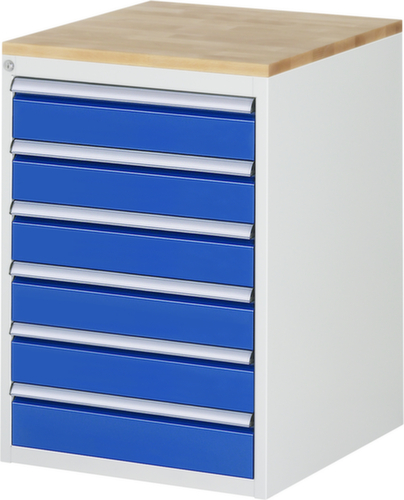 RAU Schubladenschrank Serie 7000, 6 Schublade(n), RAL7035 Lichtgrau/RAL5010 Enzianblau