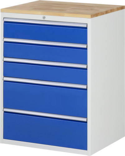 RAU Schubladenschrank Serie 7000, 5 Schublade(n), RAL7035 Lichtgrau/RAL5010 Enzianblau