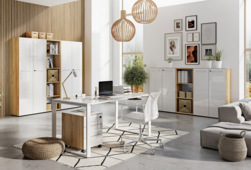 Büroregal GW-MONTERIA, Breite 500 mm, 3 OH, Navarra-Eiche/weiß