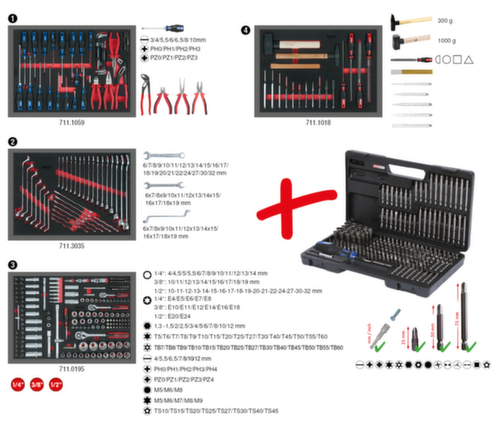 KS Tools Universal-Systemeinlagen-Satz für 4 Schubladen mit 515 Premium-Werkzeugen