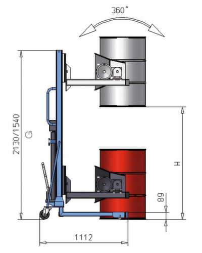 Fassheberoller Servo mit Greifmechanismus, 300 kg Traglast