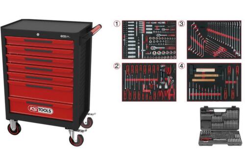 KS Tools ECOline SCHWARZ/ROT Werkstattwagen mit 7 Schubladen und 515 Premium-Werkzeugen