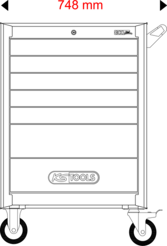 KS Tools ECOline SCHWARZ/ROT Werkstattwagen mit 7 Schubladen und 598 Premium-Werkzeugen