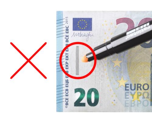 ratiotec Falschgeldstift RP 50, fĂŒr alle WĂ€hrungen, auĂer polymere Banknoten