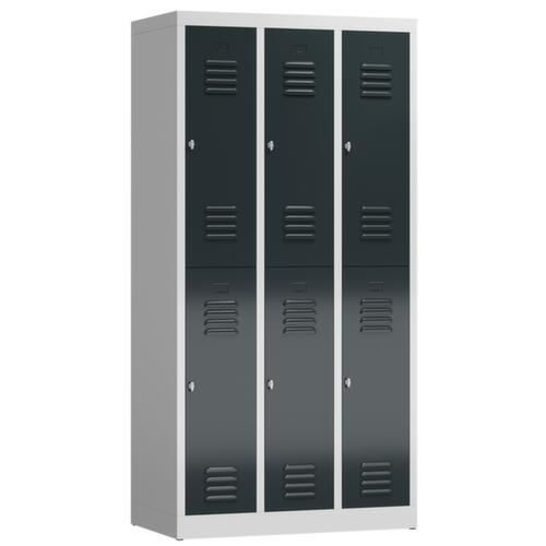 Doppelstöckiger Garderobenschrank ClassiX, Abteilbreite 290 mm