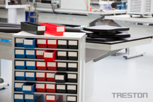 Treston Großes Lagermagazin, 48 Schublade(n), RAL7035 Lichtgrau/blau