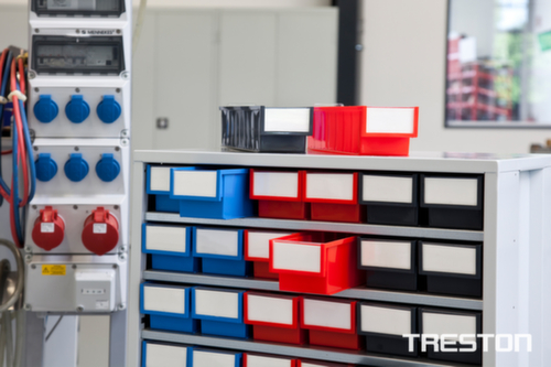 Treston Großes Lagermagazin, 48 Schublade(n), RAL7035 Lichtgrau/blau