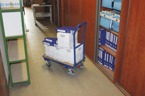 VARIOfit Klappbarer Schiebebügelwagen mit Holzladefläche, Traglast 250 kg, TPE-Bereifung