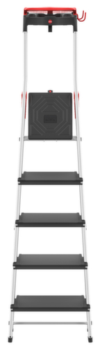 Hailo Einseitige Stufenleiter TopLine L100 mit ausziehbarem Sicherheitsbügel, 5 extra tiefe Riffelblechstufen