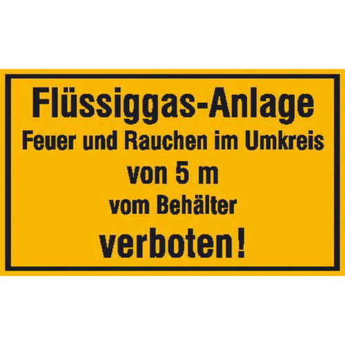 Hinweisschild SafetyMarking®, "Flüssiggas-Anlage Feuer und Rauchen im Umkreis"