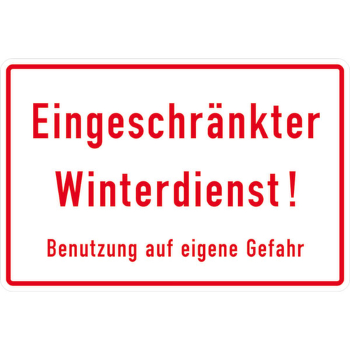 Hinweisschild SafetyMarking®, "Eingeschränkter Winterdienst"