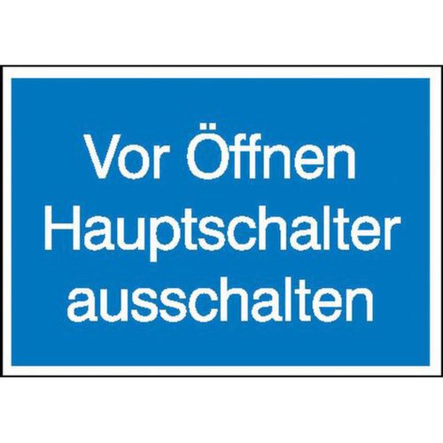 Hinweisschild SafetyMarking®, "Vor Öffnen Hauptschalter ausschalten"