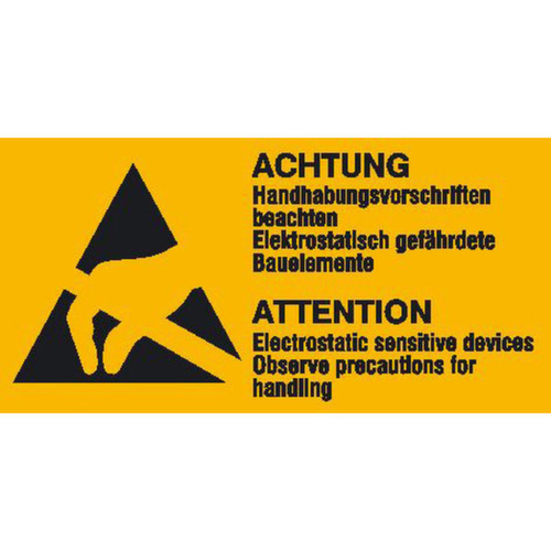 Warnkombischild SafetyMarking® auf Bogen "Elektrostatisch gefährdete Bauelemente Form B"