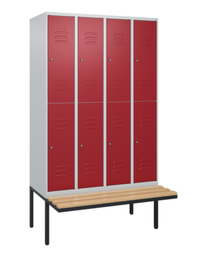 C+P Doppelstöckiger Spind Classic Plus mit Sitzbank, Abteilbreite 300 mm