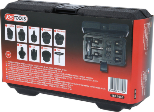 KS Tools 3/8" Öldienst-Spezialprofil-Satz für Kunststoff-Ölablassschrauben