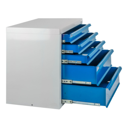 Schubladenschrank MAMMUT, 5 Schublade(n), RAL7035 Lichtgrau/RAL5012 Lichtblau