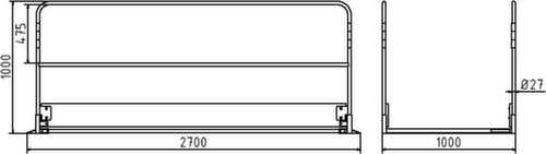 Schake Grabenbrücke mit Trittfläche aus Holz, Länge x Breite 2700 x 1000 mm