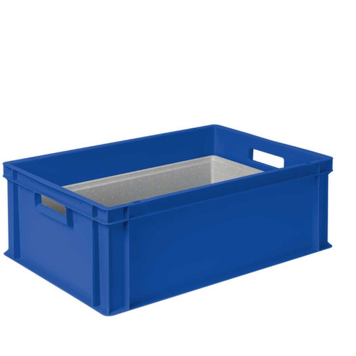Euronorm-StapelbehĂ€lter mit Isolierbox, blau, Inhalt 44,5 l, Auflagedeckel fĂŒr Isolierbox