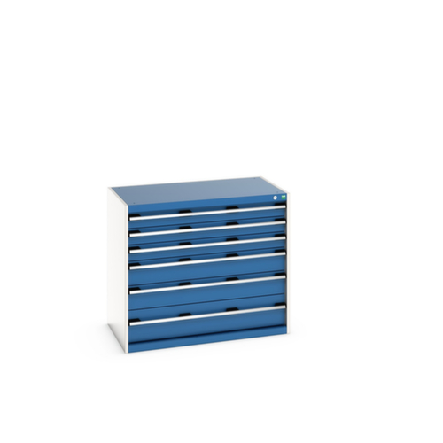 bott Schubladenschrank cubio Grundfläche 1050x650 mm, 6 Schublade(n), RAL7035 Lichtgrau/RAL5010 Enzianblau