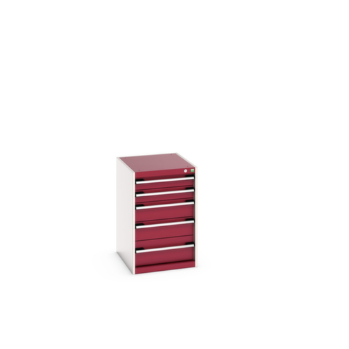 bott Schubladenschrank cubio Grundfläche 525x650 mm, 5 Schublade(n), RAL7035 Lichtgrau/RAL3004 Purpurrot